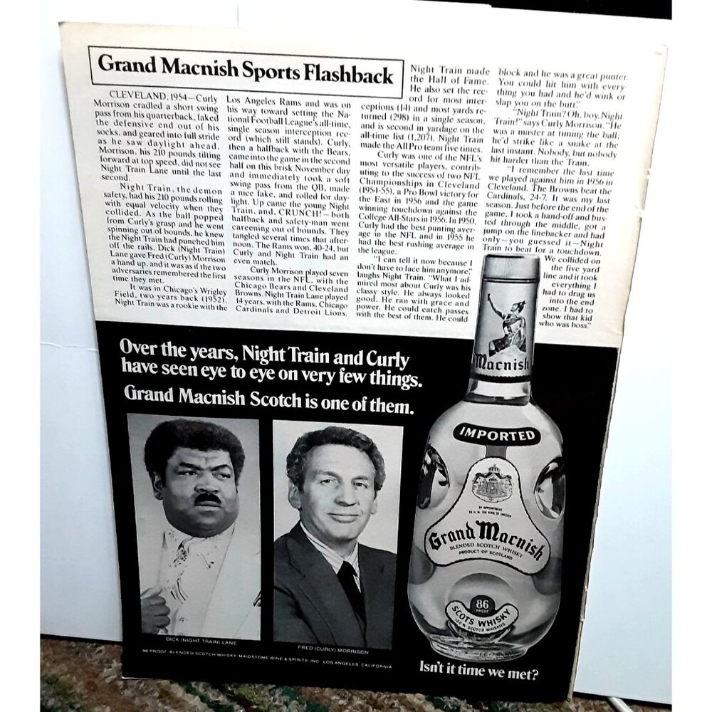 1979 Grand Macnish Whisky Dick Night Train Lane Original Print Ad